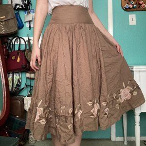 Vintage Inspired Circle Embroidered Rose Skirt